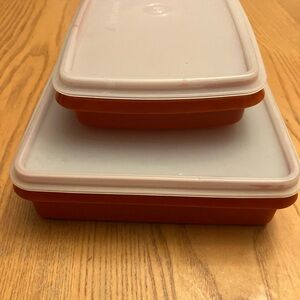 Vintage/Retro Tupperware Orange and White Storage Set